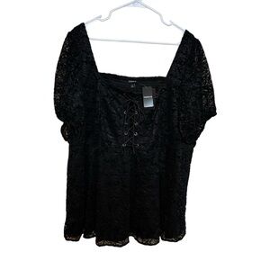 TORRID Babydoll Chenille Lace Square Neck Blouse NWT  Size 4X